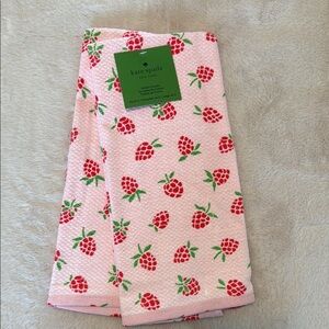 NWOT Kate Spade Pink Towels with Red Berry Design Set of 2